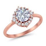 Art Deco Round Natural Stone Halo Ring