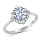 Art Deco Round Natural Stone Halo Ring