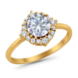 Art Deco Round Natural Stone Halo Ring