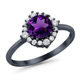 Art Deco Round Natural Stone Halo Ring