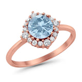 Art Deco Round Natural Stone Halo Ring