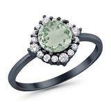 Art Deco Round Natural Stone Halo Ring