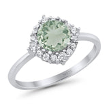 Art Deco Round Natural Stone Halo Ring