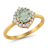 Art Deco Round Natural Stone Halo Ring