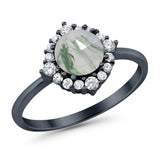 Art Deco Round Natural Stone Halo Ring