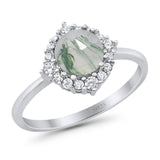 Art Deco Round Natural Stone Halo Ring