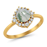 Art Deco Round Natural Stone Halo Ring
