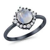 Art Deco Round Natural Stone Halo Ring