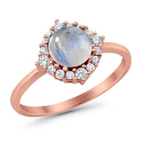 Art Deco Round Natural Stone Halo Ring