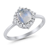 Art Deco Round Natural Stone Halo Ring