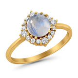 Art Deco Round Natural Stone Halo Ring