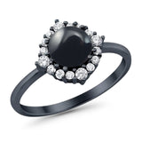 Art Deco Round Natural Stone Halo Ring