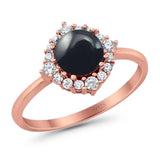 Art Deco Round Natural Stone Halo Ring