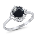 Art Deco Round Natural Stone Halo Ring