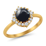 Art Deco Round Natural Stone Halo Ring