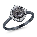 Art Deco Round Natural Stone Halo Ring