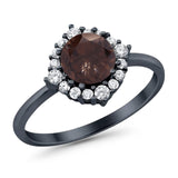 Art Deco Round Natural Stone Halo Ring