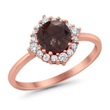 Art Deco Round Natural Stone Halo Ring