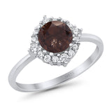 Art Deco Round Natural Stone Halo Ring