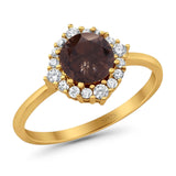 Art Deco Round Natural Stone Halo Ring