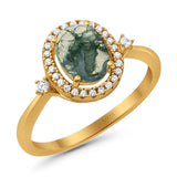 Oval Natural Stone Engagement Ring