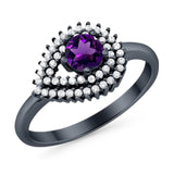 Round Natural Stone Wedding Ring