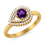 Round Natural Stone Wedding Ring