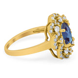 Vintage Style Oval Natural Stone Floral Ring