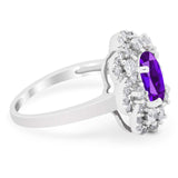 Vintage Style Oval Natural Stone Floral Ring