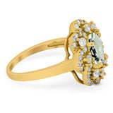 Vintage Style Oval Natural Stone Floral Ring