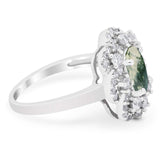 Vintage Style Oval Natural Stone Floral Ring