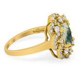 Vintage Style Oval Natural Stone Floral Ring