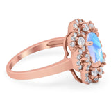 Vintage Style Oval Natural Stone Floral Ring