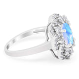 Vintage Style Oval Natural Stone Floral Ring