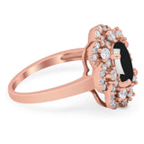 Vintage Style Oval Natural Stone Floral Ring