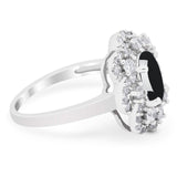 Vintage Style Oval Natural Stone Floral Ring