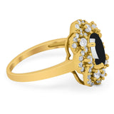 Vintage Style Oval Natural Stone Floral Ring