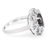 Vintage Style Oval Natural Stone Floral Ring