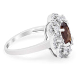 Vintage Style Oval Natural Stone Floral Ring