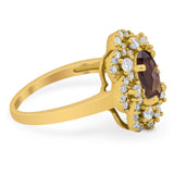 Vintage Style Oval Natural Stone Floral Ring
