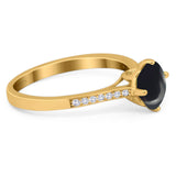 Art Deco Round Natural Stone Wedding Ring