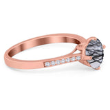 Art Deco Round Natural Stone Wedding Ring