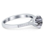 Art Deco Round Natural Stone Wedding Ring