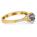 Art Deco Round Natural Stone Wedding Ring