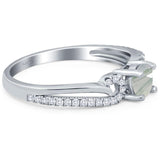 Art Deco Round Natural Stone Curved Ring