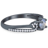 Art Deco Round Natural Stone Curved Ring