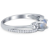 Art Deco Round Natural Stone Curved Ring