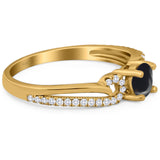 Art Deco Round Natural Stone Curved Ring