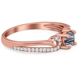 Art Deco Round Natural Stone Curved Ring