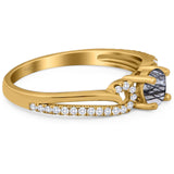 Art Deco Round Natural Stone Curved Ring